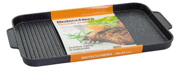 Bistecchiera 49x29 cm in Alluminio Pressofuso Antiaderente Collection Grigio Marmorizzato