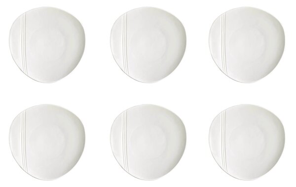 Set 6 Piatti Piani Ø25,5 cm in Porcellana Allluminica Kaleidos Aluxina Miami Bianchi