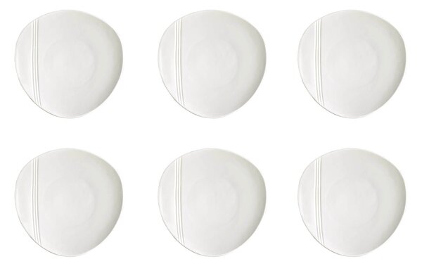 Set 6 Piatti Frutta Ø20,5 cm in Porcellana Allluminica Kaleidos Aluxina Miami Bianchi
