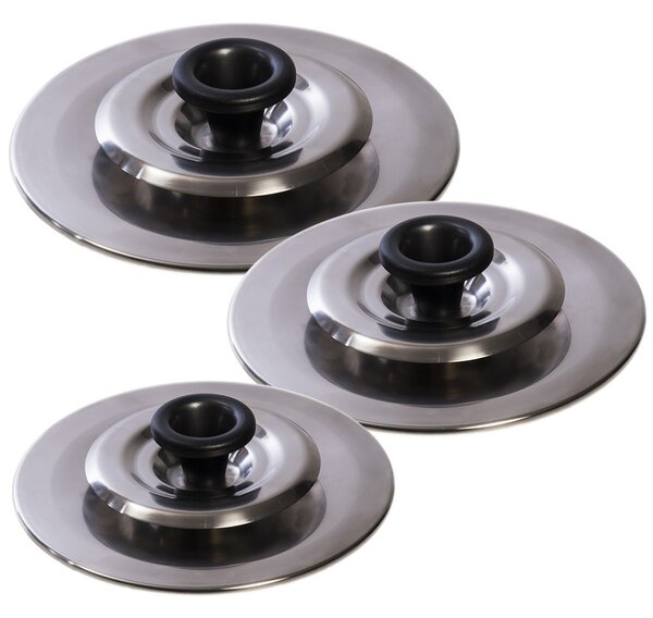 3 Coperchi Magici Antiodore Ventur Magic In Acciaio Inox 26, 30, 34 Cm