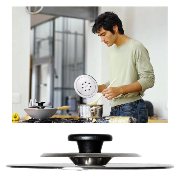 Coperchio Magico Antiodore Ø22 cm Ventur Magic in Acciaio Inox Pomolo Nero