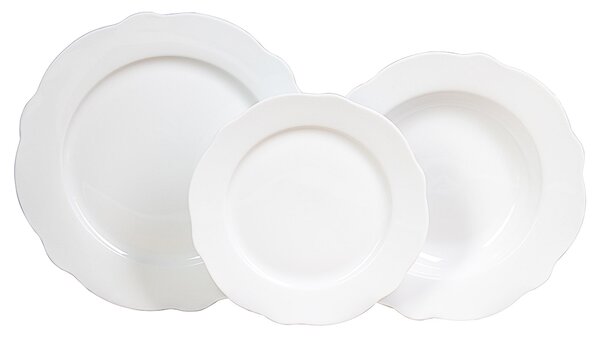 Servizio Piatti 18 Pezzi in Porcellana Collection Duke Bianco