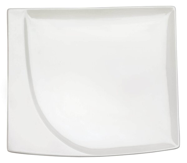 Set 6 Piatti Snack Rettangolari 20,5x18x1,5 cm in Porcellana Allluminica Kaleidos Aluxina Bianchi
