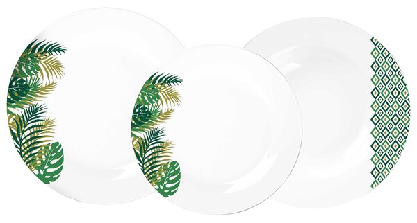 Servizio Piatti 18 Pezzi in Porcellana con Decori Collection Borneo Decor