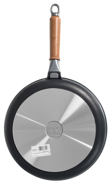 H&H Padella Bassa Antiaderente Pietra Manico In Legno Cm28