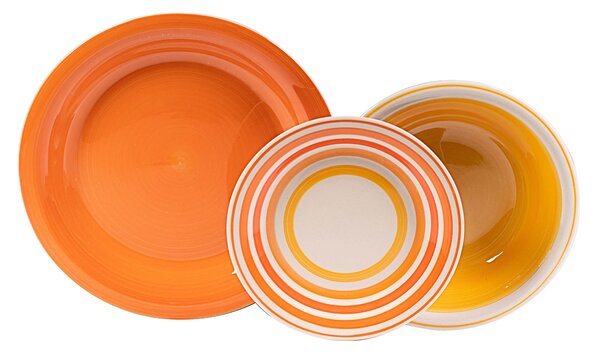 Servizio Piatti 18 Pezzi in Stoneware Collection Kyklos Arancio