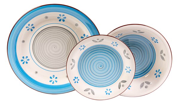 Servizio Piatti 18 Pezzi in Stoneware Collection Spello Blu