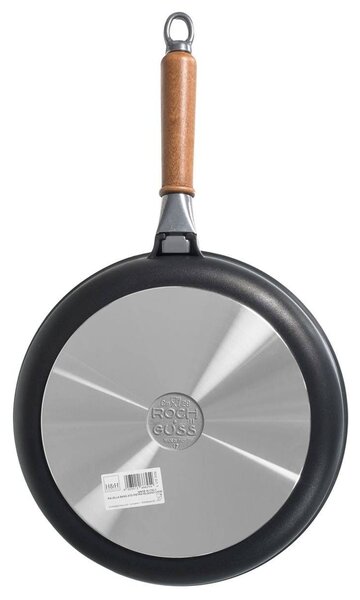 H&H Padella Bassa Antiaderente Pietra Manico In Legno Cm28