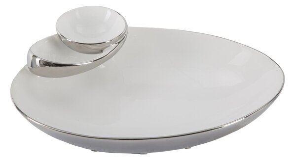Svuota Tasche Soap 37x26x11,5 cm in Ceramica Bianco e Argento