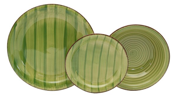 Servizio Piatti 18 Pezzi in Stoneware con Decori Collection Kepos Verde