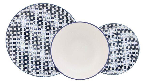 Servizio Piatti 18 Pezzi in Porcellana con Decori Collection Provenza Blu
