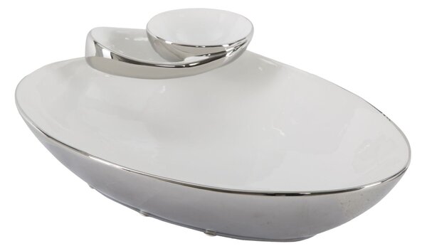 Svuota Tasche Soap 37x26x11,5 cm in Ceramica Bianco e Argento