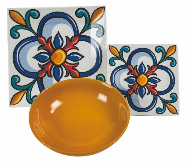 Servizio Piatti 18 Pezzi in Porcellana e Gres Multicolor VdE Tivoli 1996 Barrio
