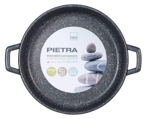 H&H Tegame Due Manici Antiaderente Pietra Cm32