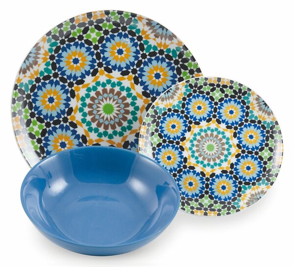 Servizio Piatti 18 Pezzi in Porcellana e Gres Multicolor VdE Tivoli 1996 Marrakech