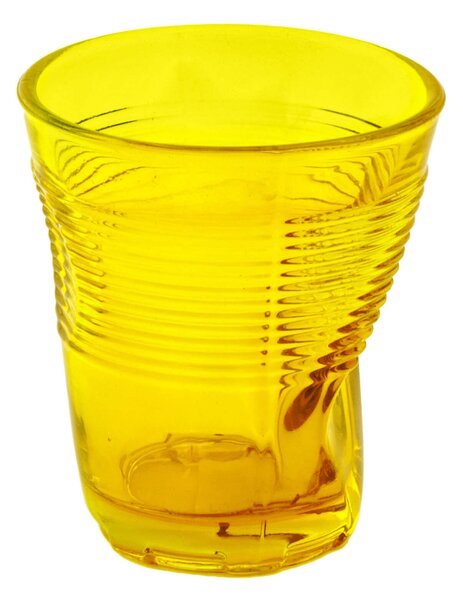 Set 6 Bicchieri Accartocciati 22 cl Ø8 cm in Vetro Pressato Kaleidos Gialli