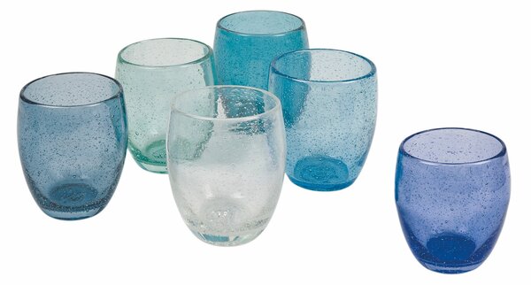 Set 6 Bicchieri Acqua in Pasta Di Vetro Soffiato 300 ml VdE Tivoli 1996 Acapulco Marea
