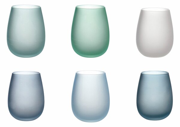 Set 6 Bicchieri Acqua Frosted in Vetro 500 ml VdE Tivoli 1996 Happy Hour