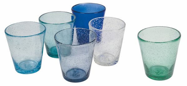 Set 6 Bicchieri Acqua in Pasta Di Vetro Soffiato 330 ml VdE Tivoli 1996 Cancun Marea