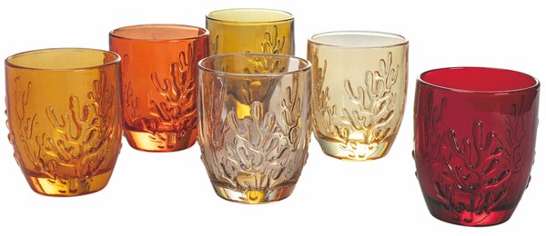 Set 6 Bicchieri Acqua in Vetro 340 ml VdE Tivoli 1996 Coral Sunset