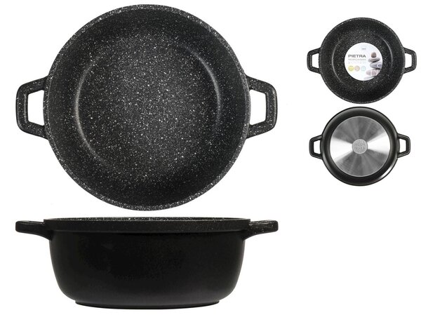 H&H Casseruola Antiaderente Pietra Due Manici Cm 20