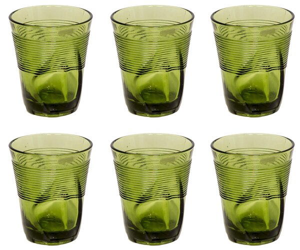Set 6 Bicchieri Accartocciati 36 cl Ø9 cm in Vetro Pressato Kaleidos Verdi