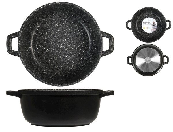 H&H Casseruola Antiaderente Pietra Due Manici Cm 20