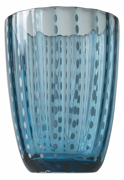 Set 6 Bicchieri per Acqua in Vetro con Pois e Superficie Ondulata 300 ml VdE Tivoli 1996 Kalahari