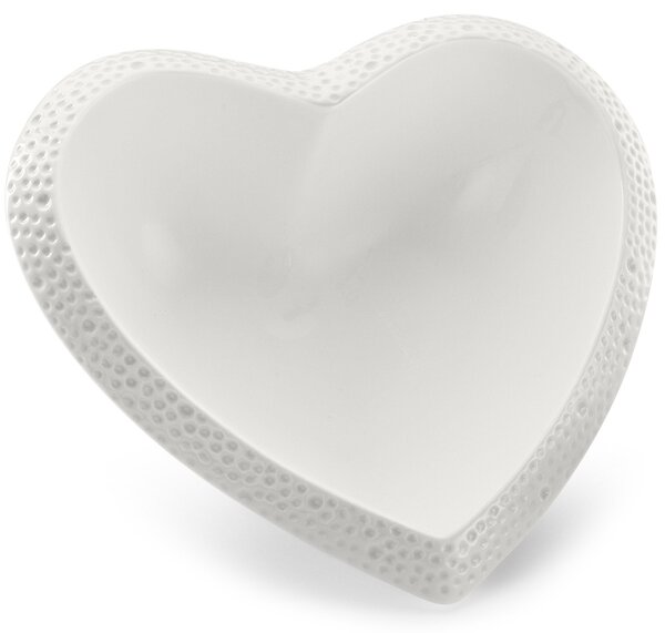 Coppetta a Forma di Cuore 21x9,5x7 cm in Porcellana Kaleidos Cupido Bianca