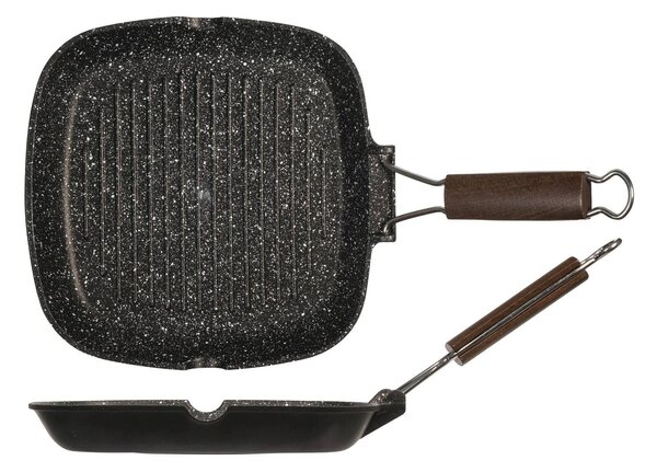 H&H Bistecchiera Antiaderente Pietra Manico Pieghevole Cm26