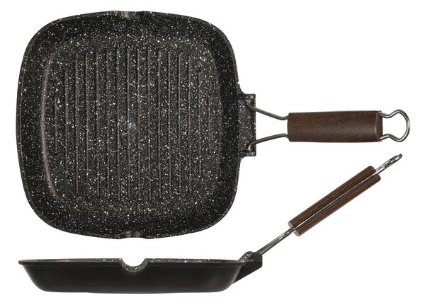 H&H Bistecchiera Antiaderente Pietra Manico Pieghevole Cm26