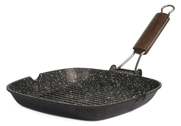 H&H Bistecchiera Antiaderente Pietra Manico Pieghevole Cm26