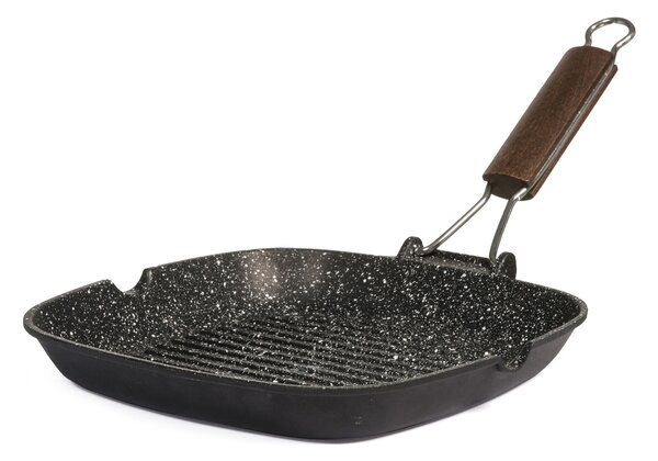 H&H Bistecchiera Antiaderente Pietra Manico Pieghevole Cm26