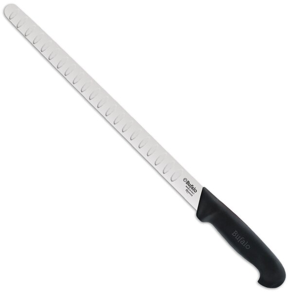 Coltello per Salmone Lama Alveolata 30 cm Bufalo S110/30 Manico Nero
