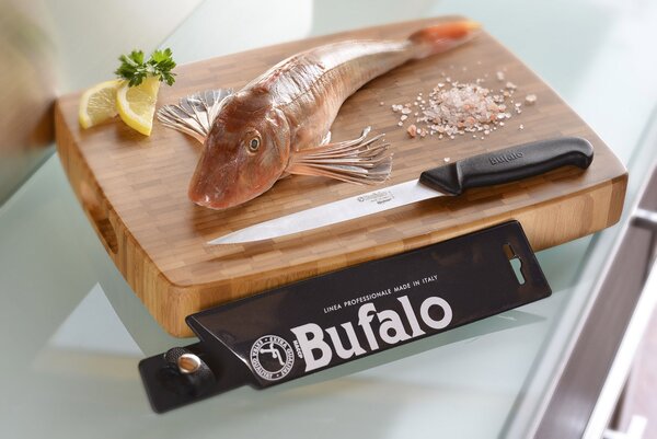 Coltello per Sfilettare il Pesce Lama 18 cm Bufalo S917/18 Manico Nero