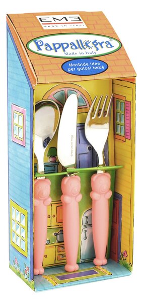 Set Posate per Bambini in Acciaio Eme Pappallegra Rosa
