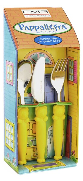 Set Posate per Bambini in Acciaio Eme Pappallegra Giallo