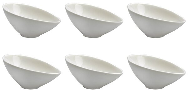 Set 6 Coppette Oblique 8x11,5x5,5 cm in Porcellana Allluminica Kaleidos Aluxina Bianche