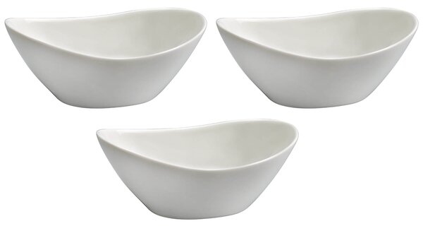 Set 3 Insalatiere 20x15,5x8 cm in Porcellana Allluminica Kaleidos Aluxina Bianche