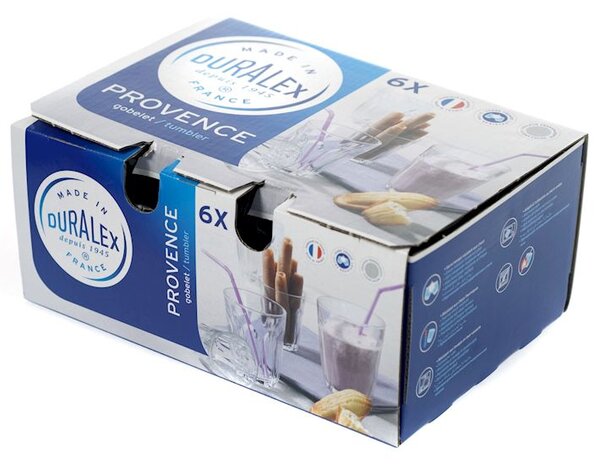 Set 6 bicchieri Duralex Provence in vetro temprato trasparente 9 cl