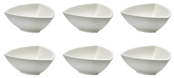 Set 6 Coppette Triangolari 13x13x5,5 cm in Porcellana Allluminica Kaleidos Aluxina Bianche