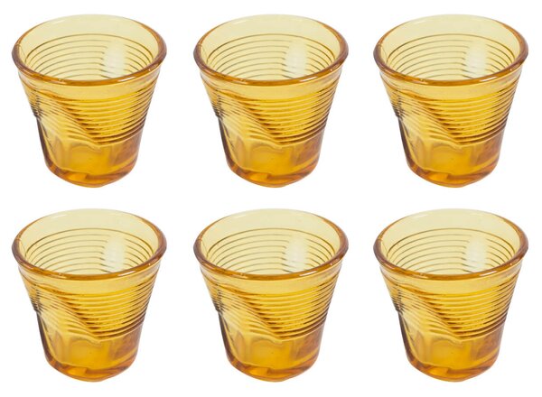 Set 6 Tazzine da Caffè Accartocciati Ø6,5 cm in Vetro Pressato Kaleidos Miele