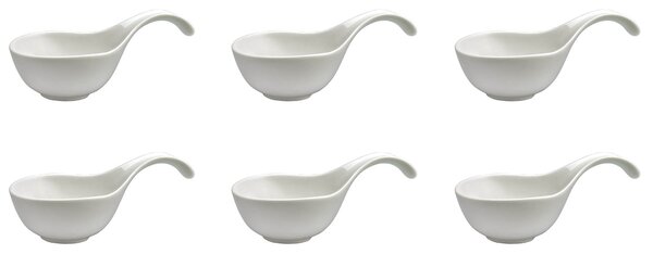 Set 6 Coppette Aperitivo con Manico 17,5x9,5x8,5 cm in Porcellana Allluminica Kaleidos Aluxina Bianche