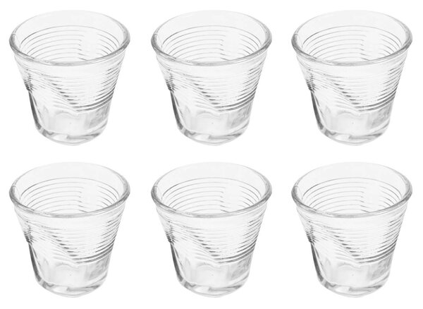 Set 6 Tazzine da Caffè Accartocciati Ø6,5 cm in Vetro Pressato Kaleidos Trasparenti