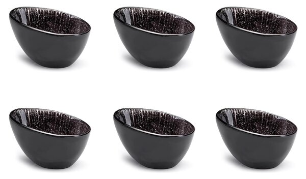 Set 6 Coppette Oblique 10,5x7,5x6 cm in Gres Kaleidos Sirius Nere