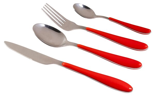 Servizio Set di Posate 24 Pezzi in Acciaio Inox 18/10 Collection Panarea Rosso