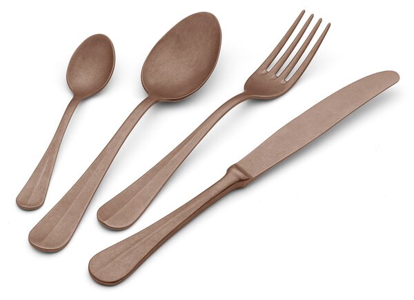 Servizio Set di Posate 24 Pezzi in Acciaio 18/10 PVD Eme Royal Retrò Chocolate