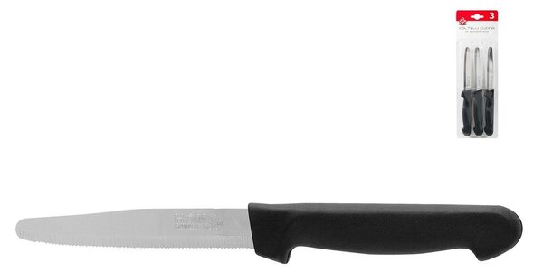 HOMe Set 3 coltelli tavola Color Knife con lama in acciaio inox e manico nero cm 11