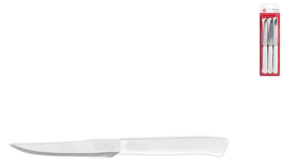 Set 6 coltelli bistecca Color Knife con lama in acciaio inox e manico bianco cm 11