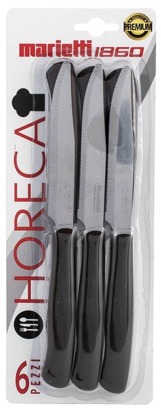Set 6 Coltelli Bistecca Manico Nero